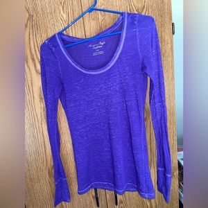 Dark purple American Eagle small scoop neck long sleeve slightly see through
